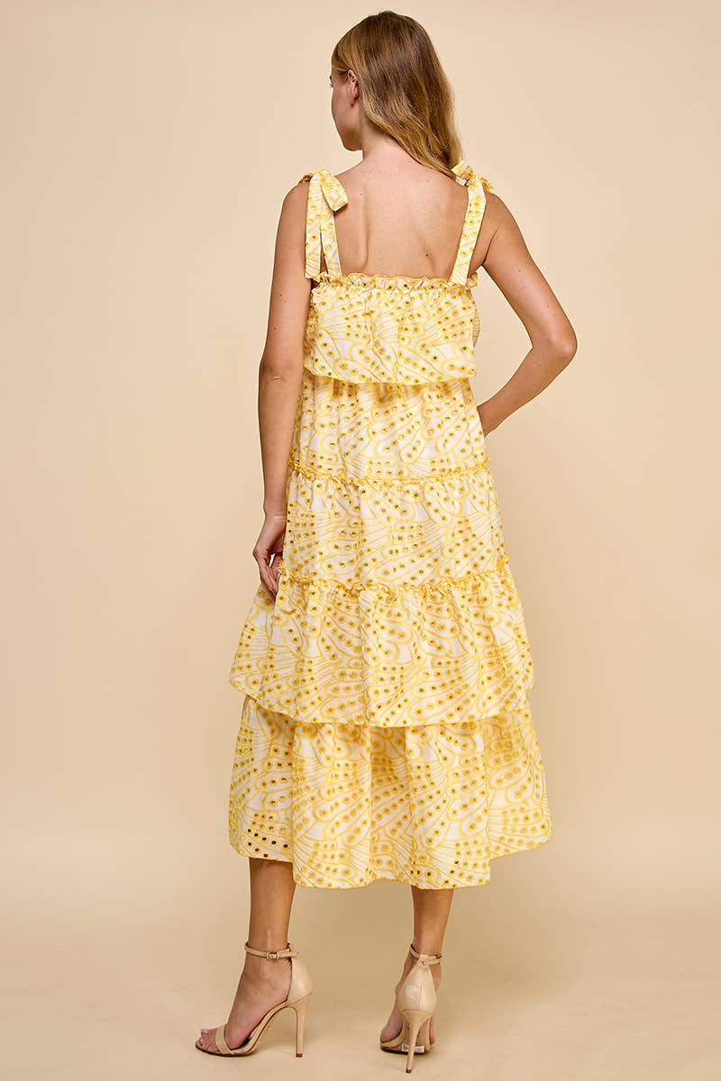 CD04704-Printed Ruffle Tiered Midi Dress
