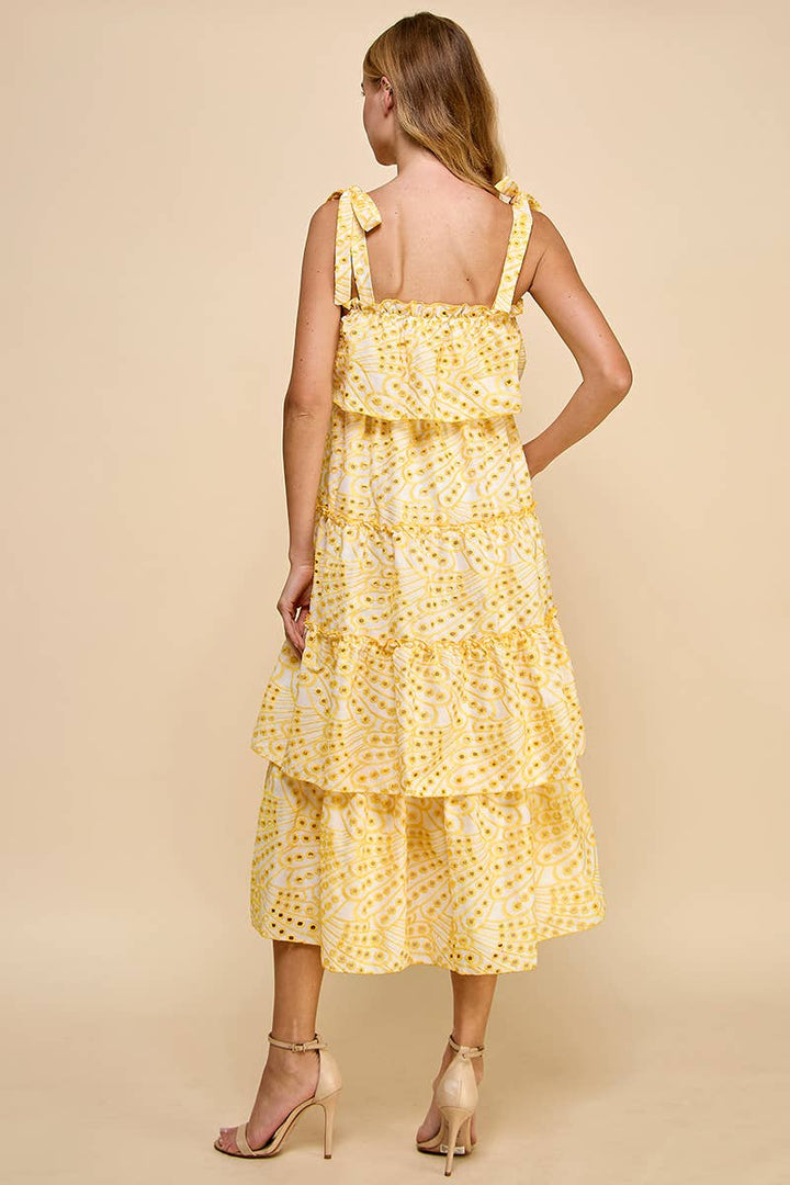 CD04704-Printed Ruffle Tiered Midi Dress