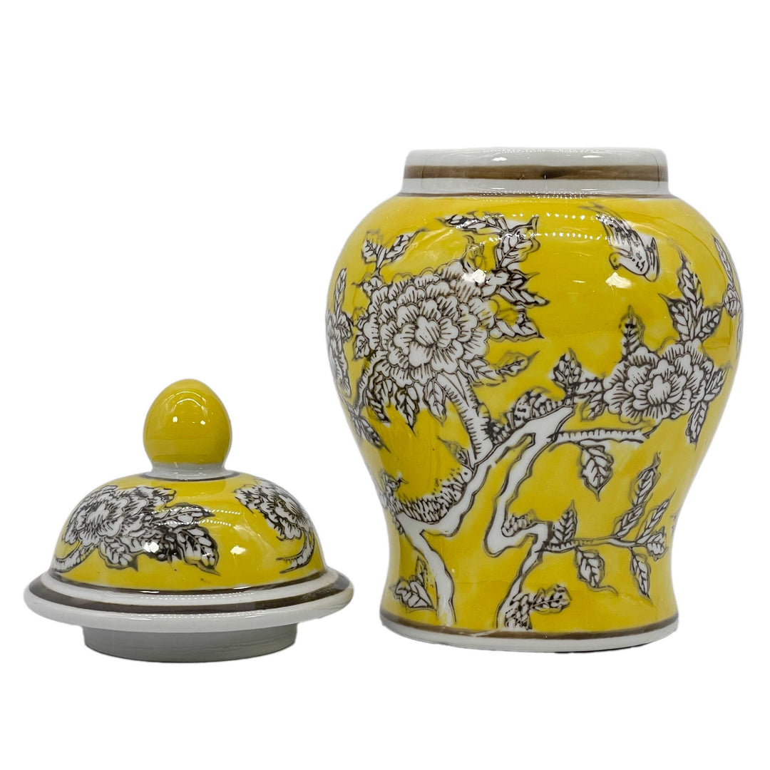 Small Chinoiserie Ceramic Decorative Tea & Ginger Jar 8"