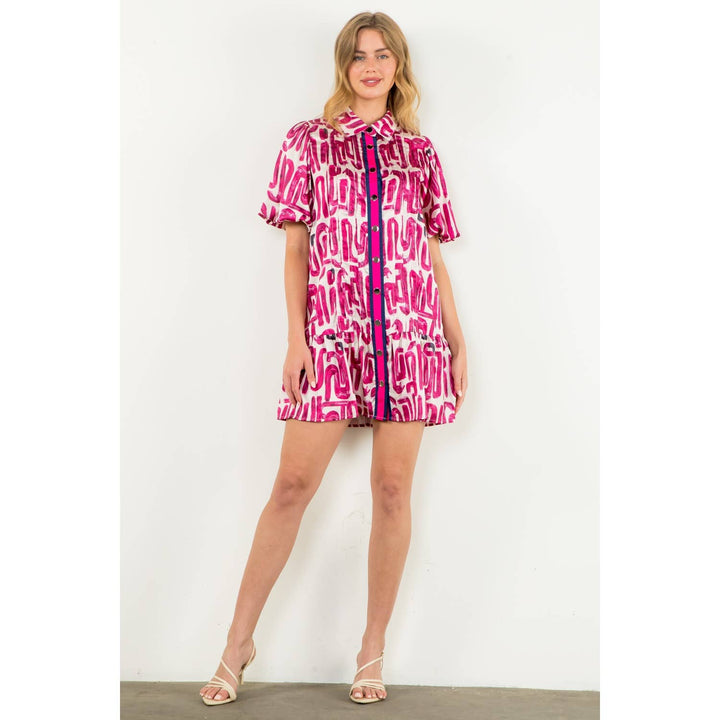 Button Up Print Dress