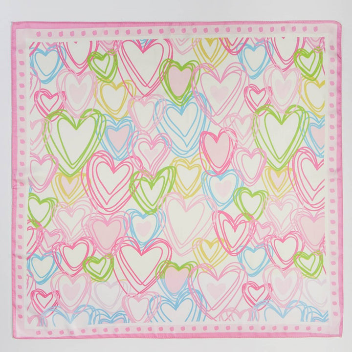 Heart Outline Pattern Print Silky Bandana Scarf