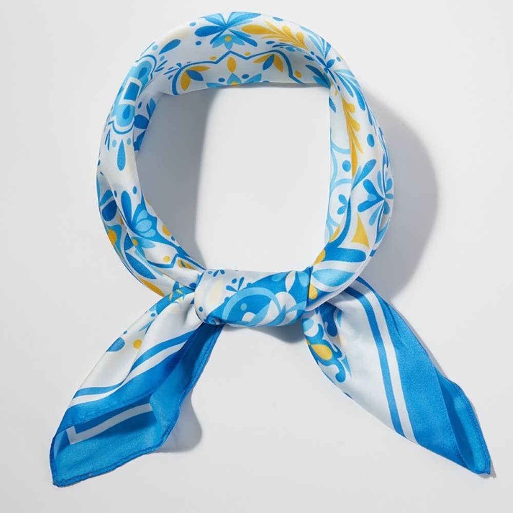 Mosaic Tiles Print Pink Square Bandana Scarf