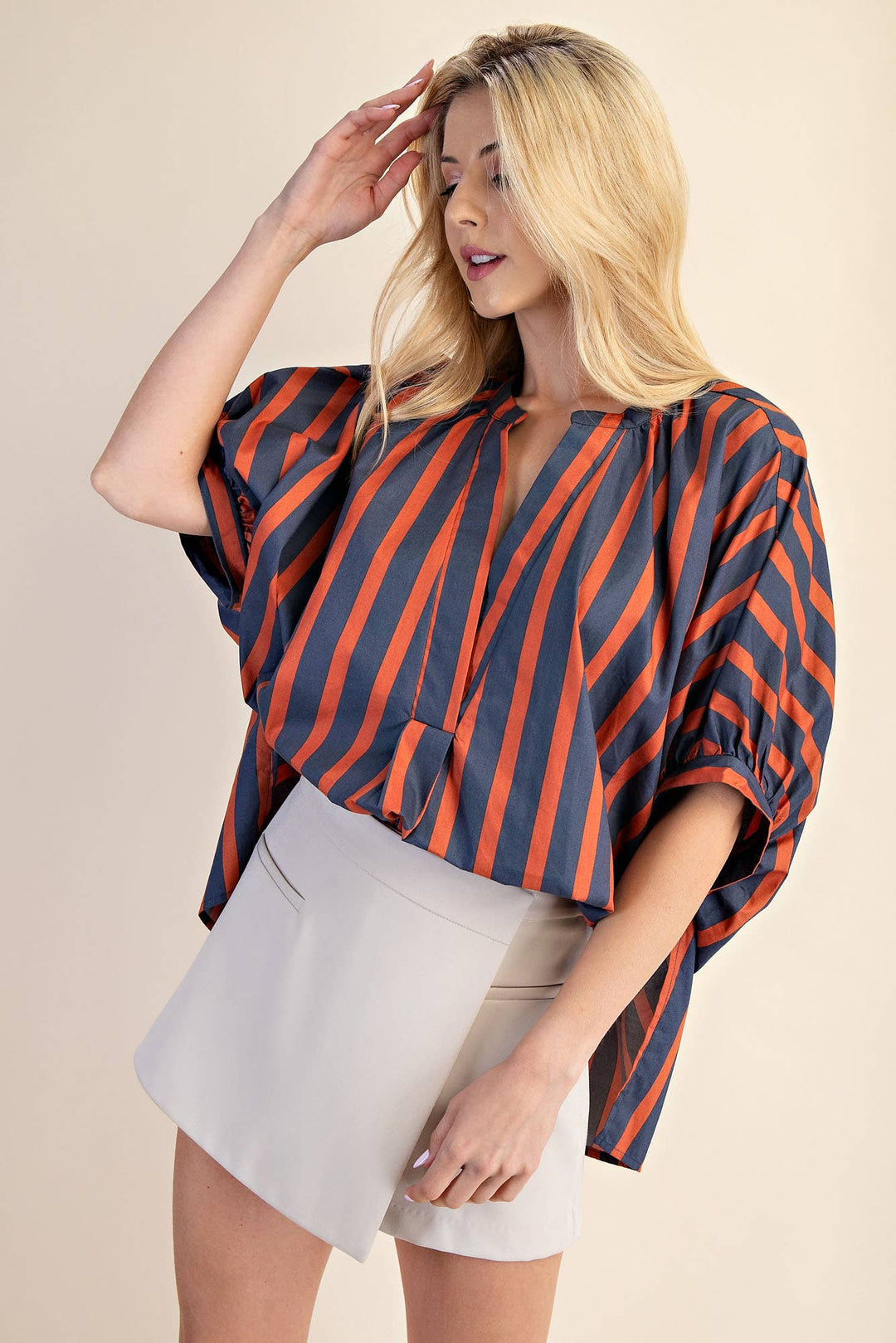 V-Neck Placket Oversized Top