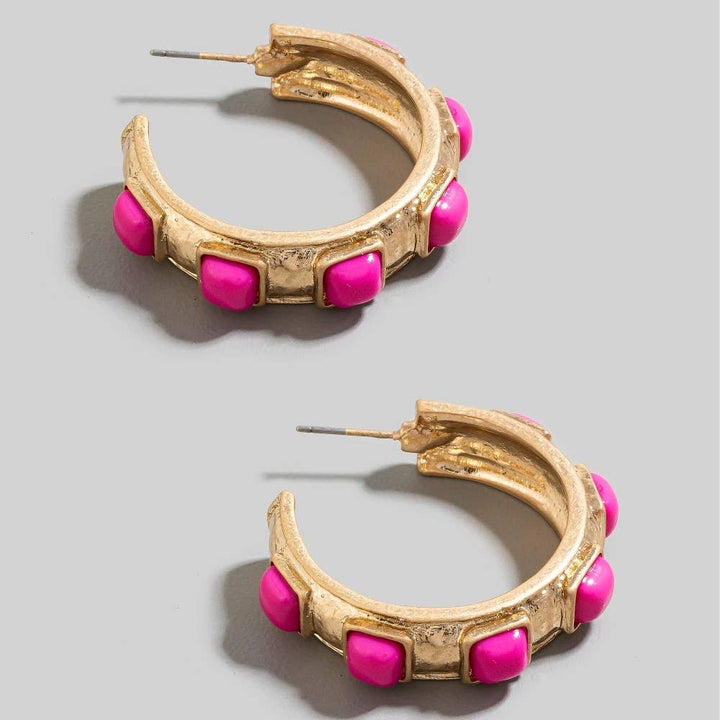 Square Pearl Hoop Earring