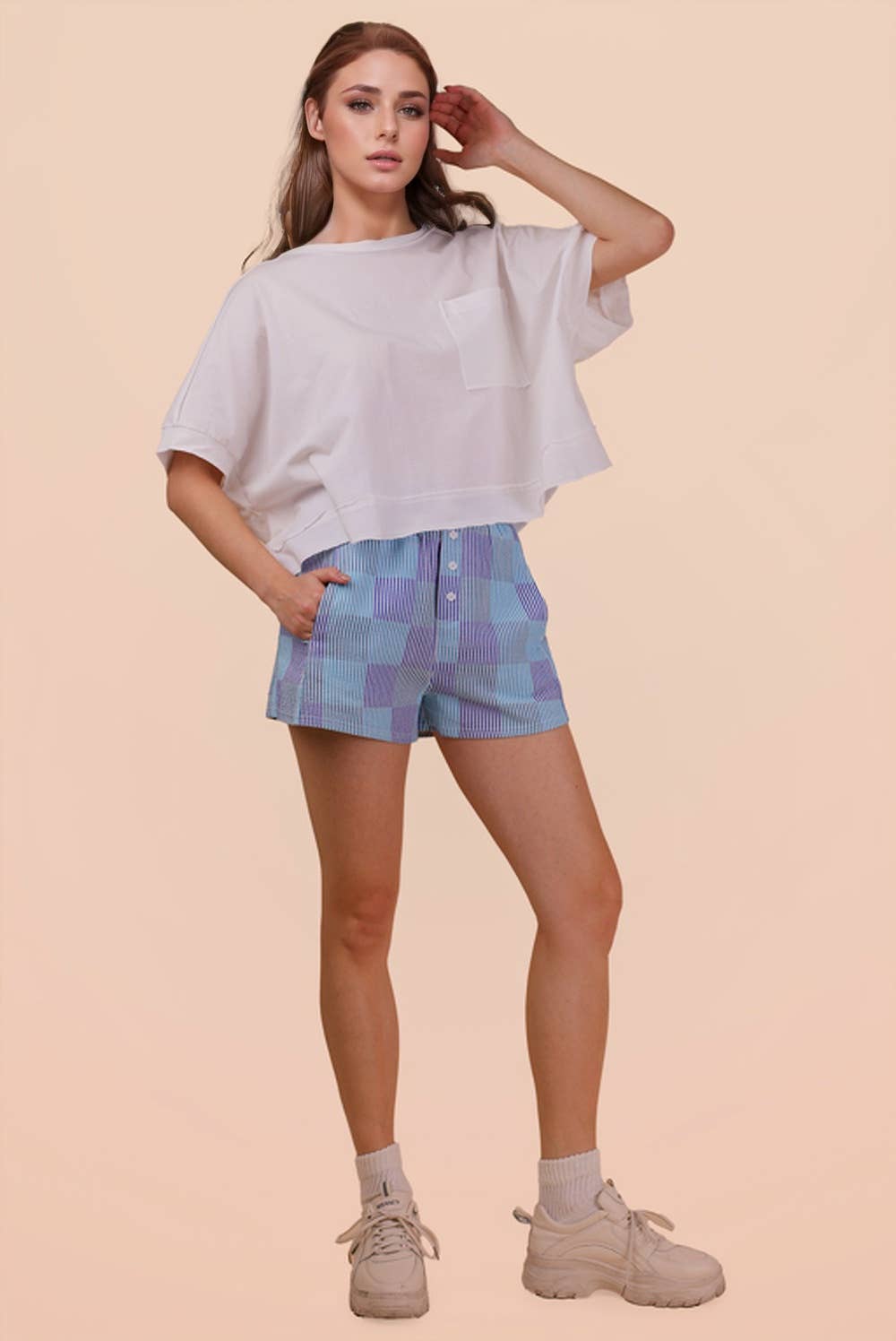 NP70735-Striped & Checker Boxer Shorts