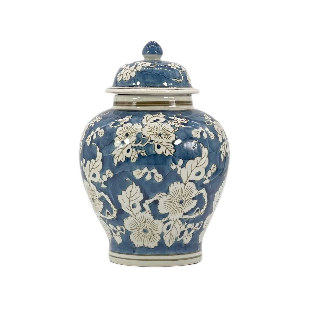 Floral Chinoiserie Ceramic Ginger Jar 12"