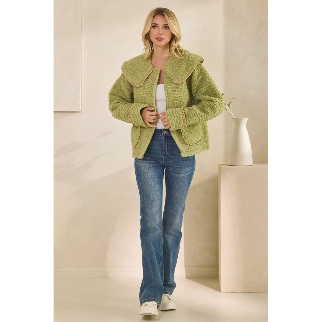 Texture Sherpa Peterpan Collar Short Jacket