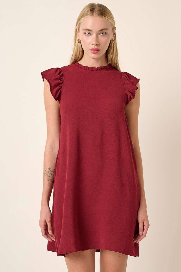 RUFFLE SLEEVE MINI DRESS