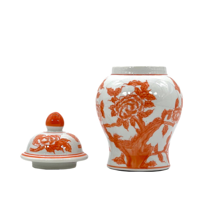 Small Chinoiserie Ceramic Decorative Tea & Ginger Jar 8"