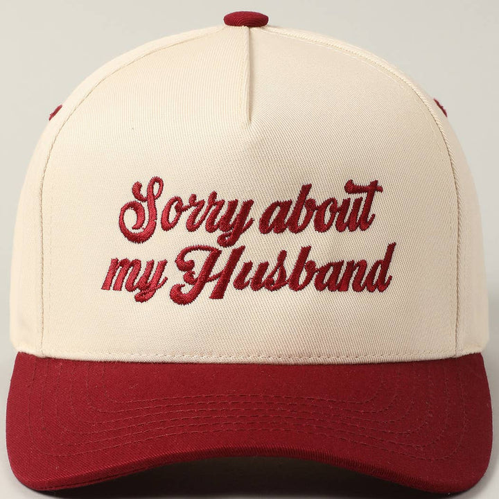Sorry About My Wife / Husband Embroidery Two-Tone Canvas Cap