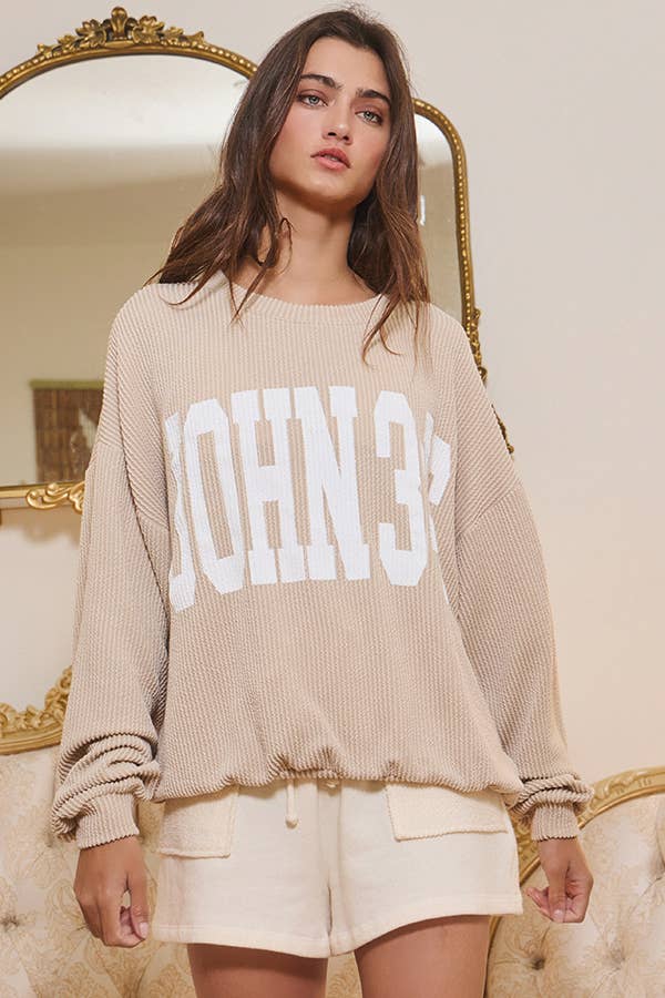 JOHN 'JOHN 3:16' Print Oversized Graphic Top