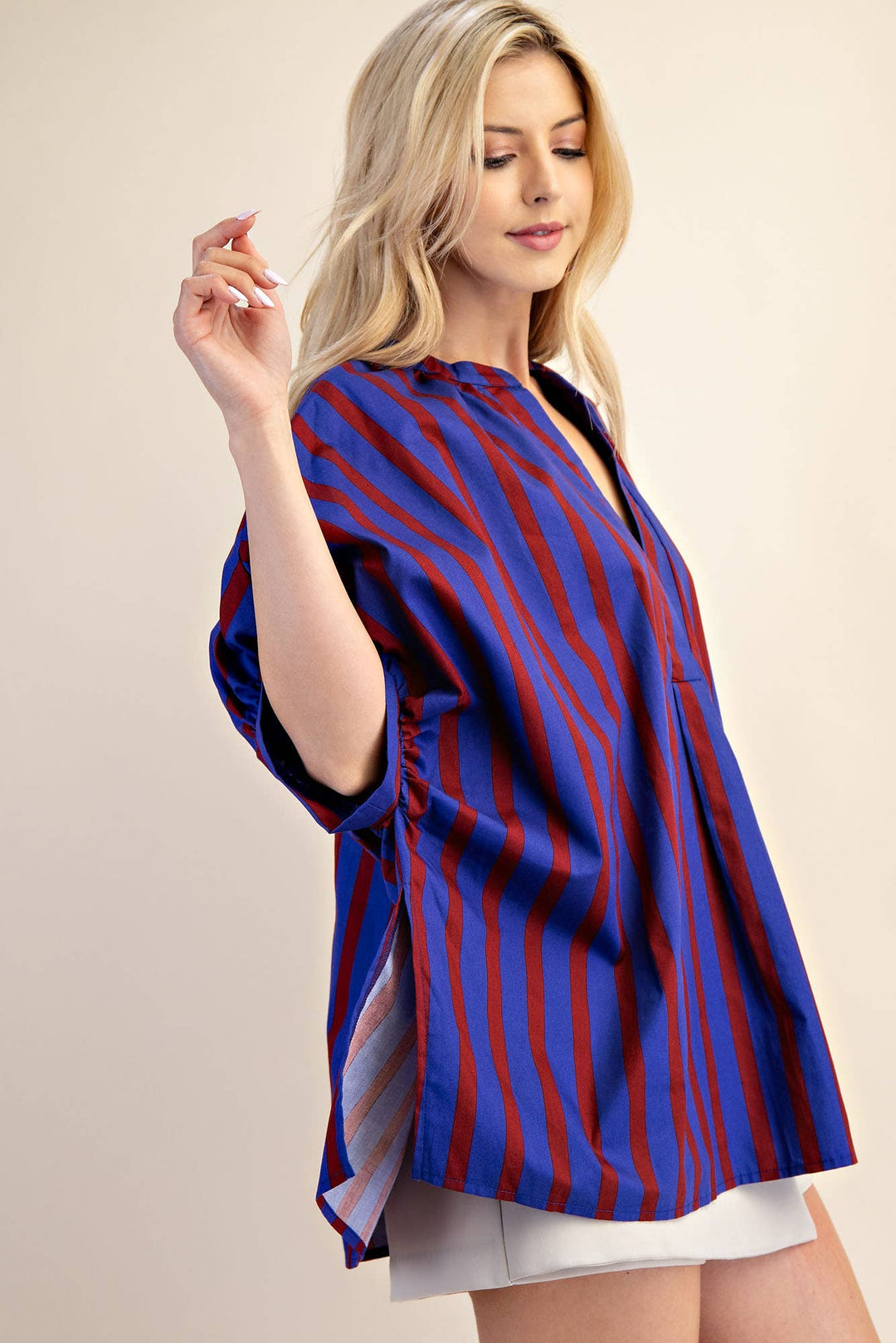 V-Neck Placket Oversized Top