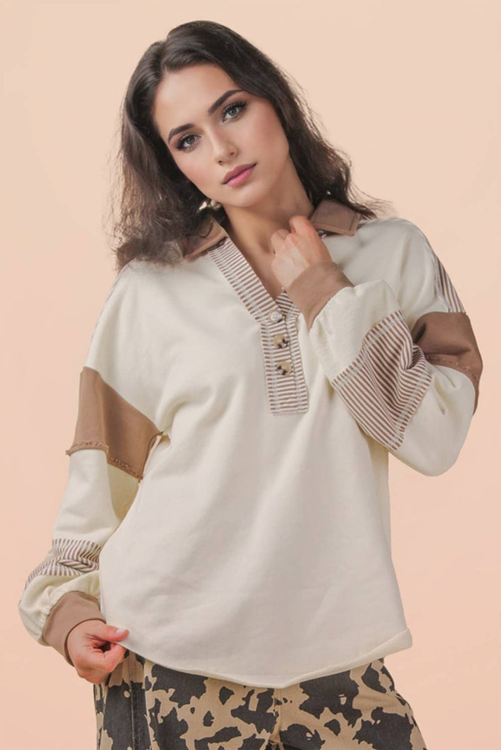 Very J Color Block Oversized Casual Knit Top