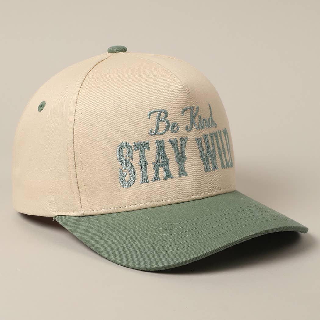 Be Kind Stay Wild Lettering Embroidery Trucker Hat
