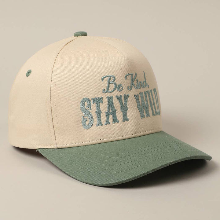 Be Kind Stay Wild Lettering Embroidery Trucker Hat