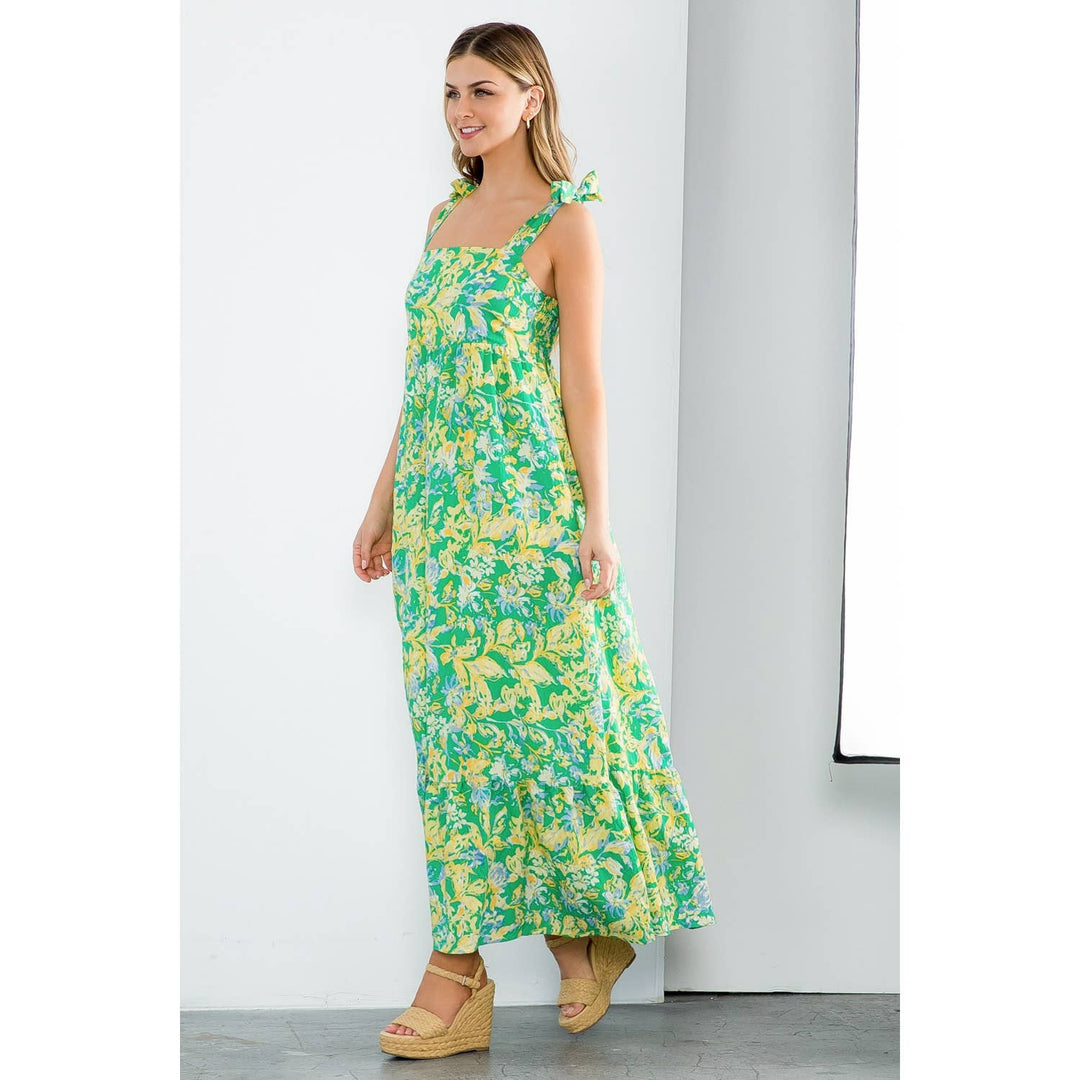 Floral Print Tiered Sleeveless Dress