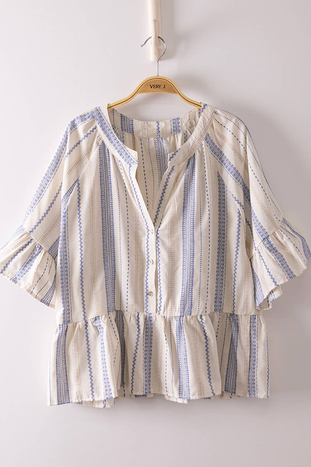 Striped Half Bell Sleeve Blouse Top