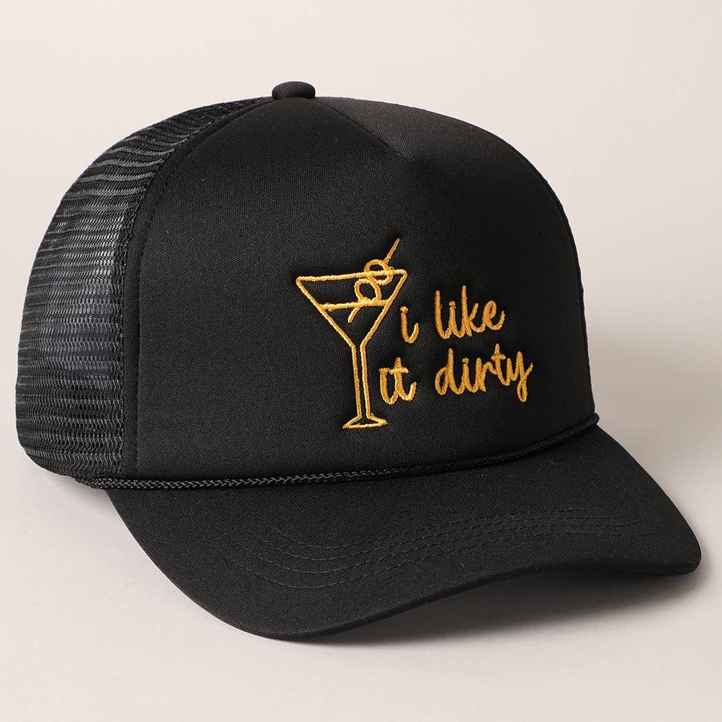Cocktail Texts Embroidery Mesh Back Trucker Hat