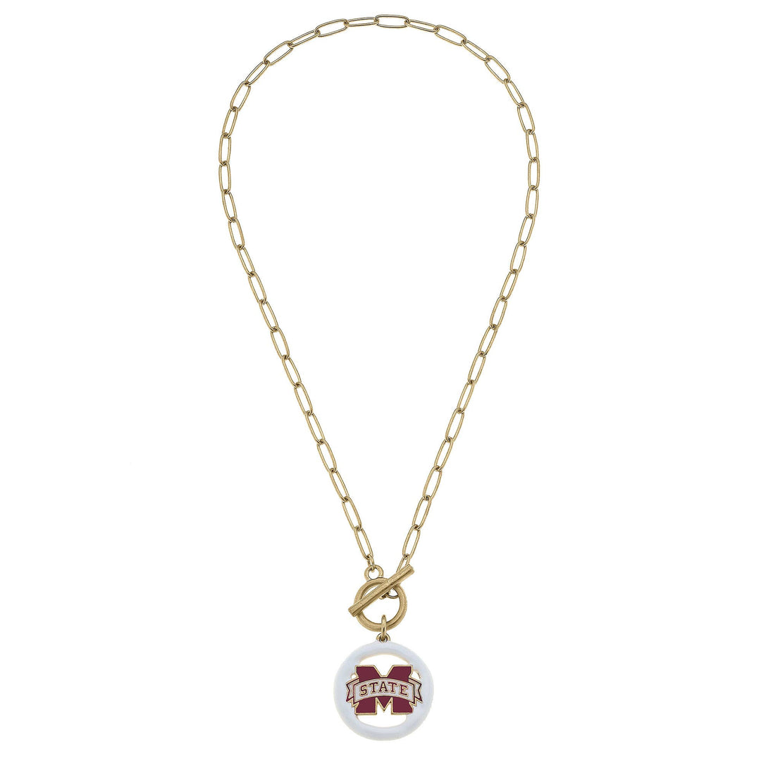 Mississippi State Bulldogs Logo Enamel T-Bar Necklace