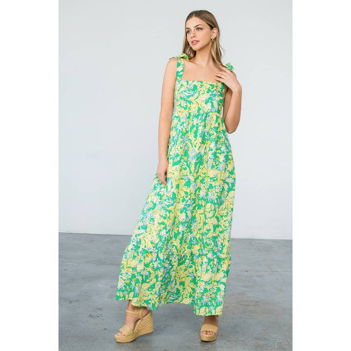 Floral Print Tiered Sleeveless Dress