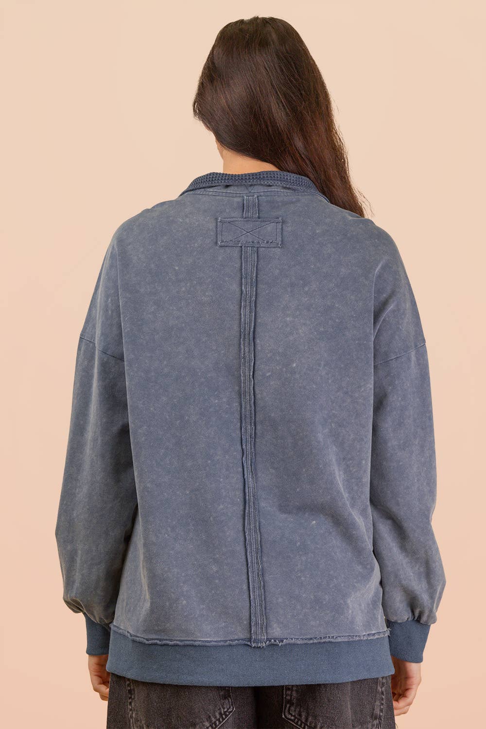 Very J Mock Neck Mineral Washed Knit Top