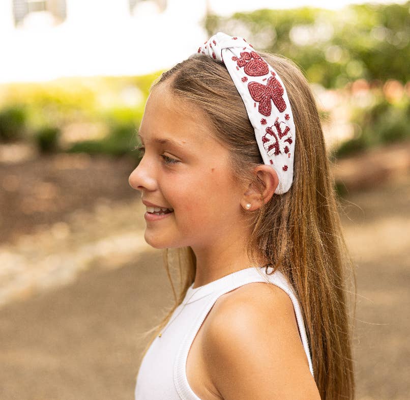 BULLDOG BEADED KNOTTED HEADBAND