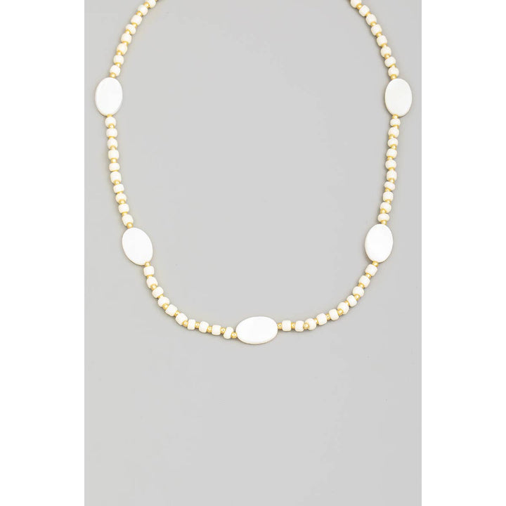 Flat Oval Pearl Beaded Necklace