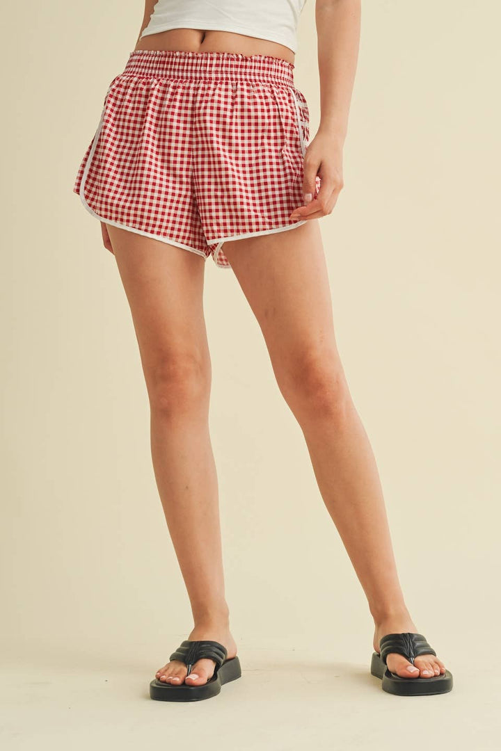 Gingham Print On Point Shorts Blue