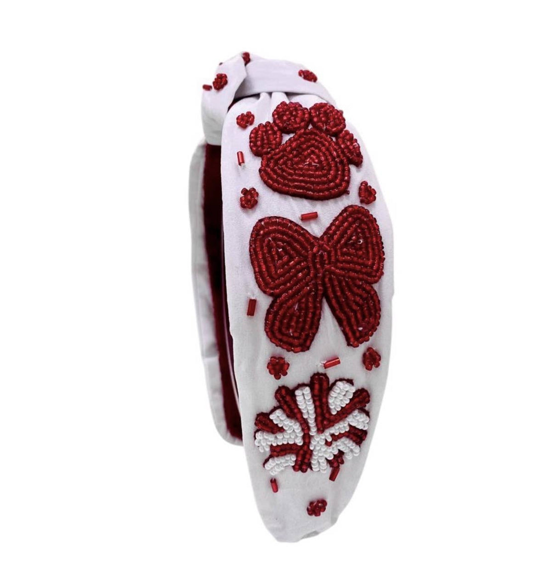 BULLDOG BEADED KNOTTED HEADBAND