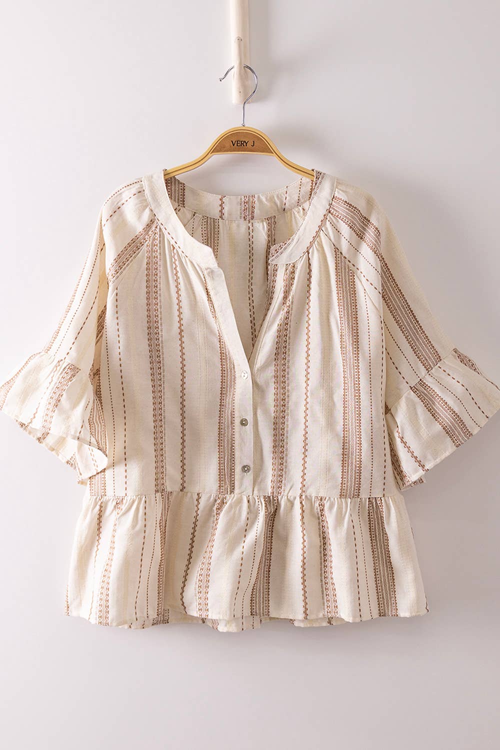 Striped Half Bell Sleeve Blouse Top