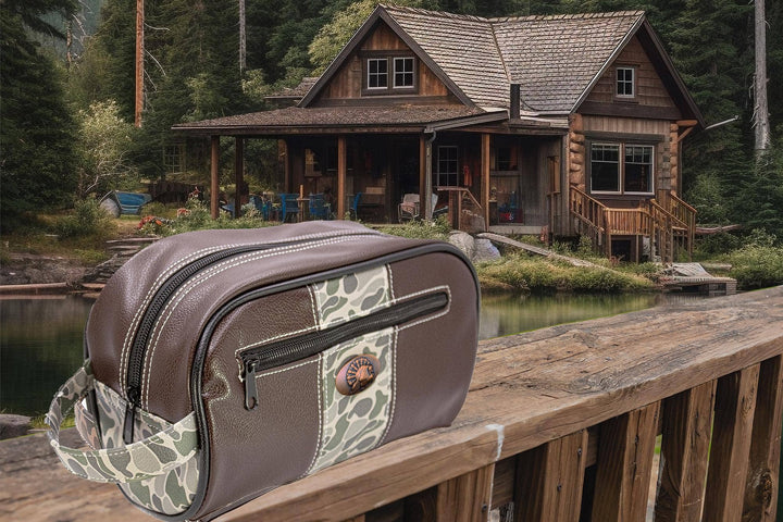 Turkey Brown Pebble Old School Camo Men's Toiletry Dopp Bag