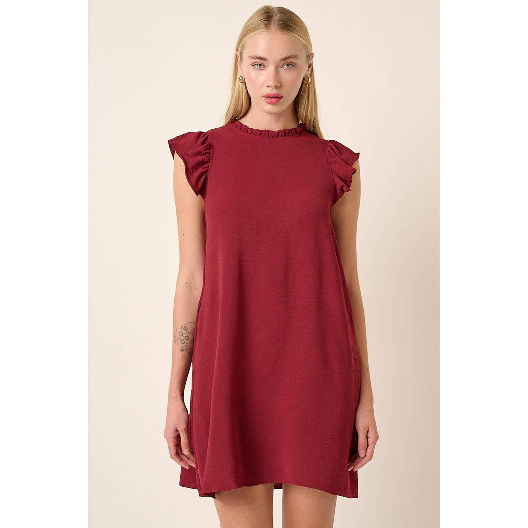 RUFFLE SLEEVE MINI DRESS