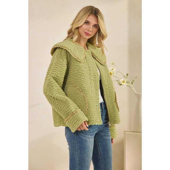 Texture Sherpa Peterpan Collar Short Jacket