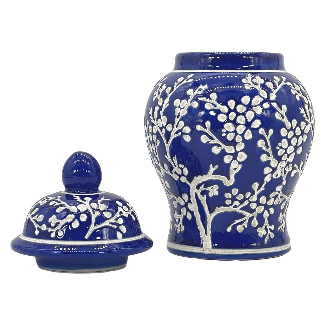 Small Chinoiserie Ceramic Decorative Tea & Ginger Jar 8"