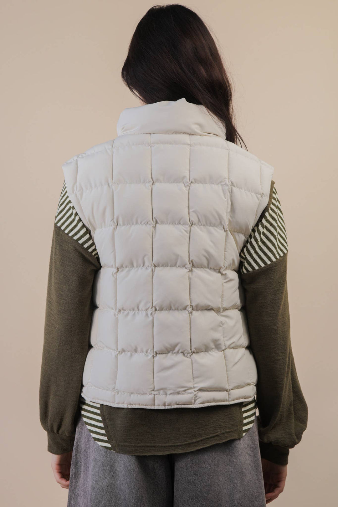 NJ90282-Solid & Leopard Puffer Padded Warm Vest