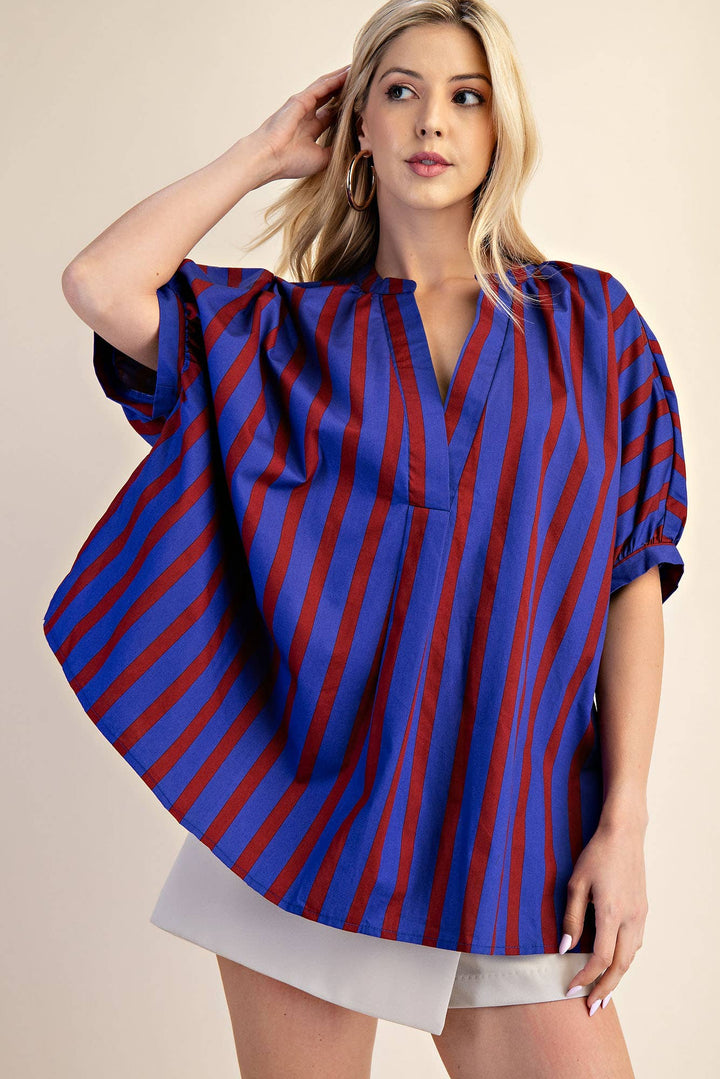 V-Neck Placket Oversized Top