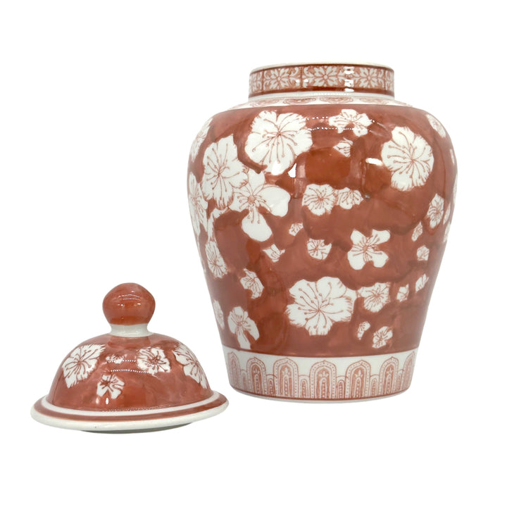 Floral Chinoiserie Ceramic Ginger Jar 12"