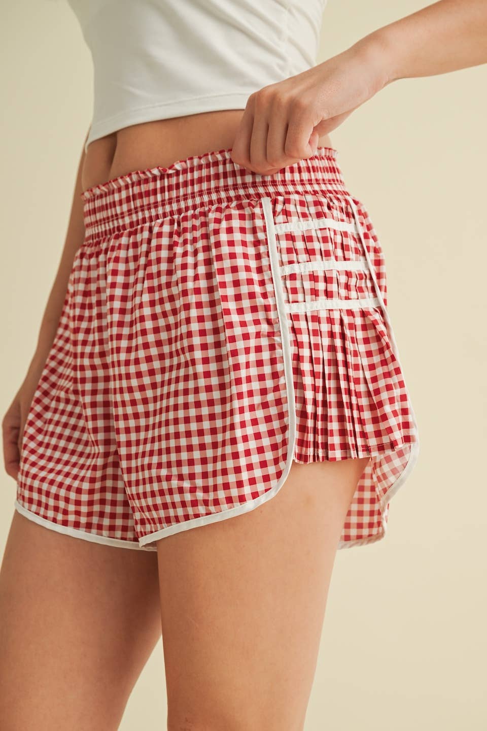 Gingham Print On Point Shorts Blue