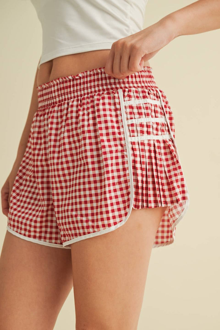 Gingham Print On Point Shorts Blue