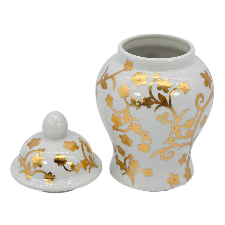 Small Chinoiserie Ceramic Decorative Tea & Ginger Jar 8"