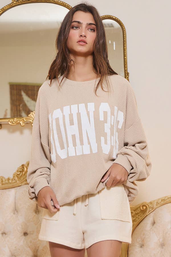 JOHN 'JOHN 3:16' Print Oversized Graphic Top