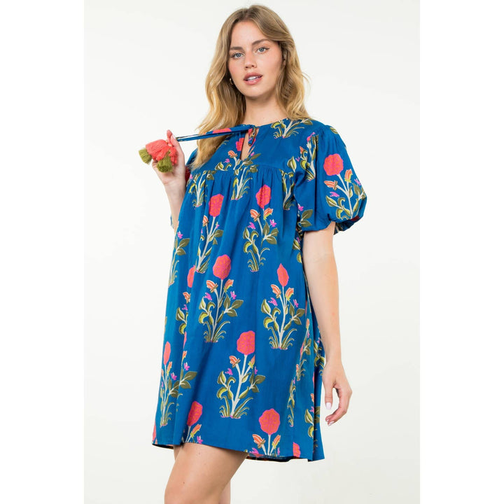 Puff Sleeve Flower Print Dress