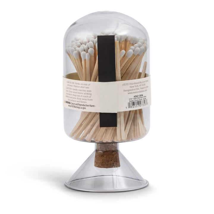 3.94" 120pk Matches in Glass Bottle Cloche Small - Smoke
