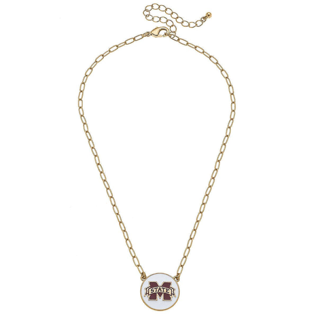 Mississippi State Bulldogs Enamel Disc Pendant Necklace