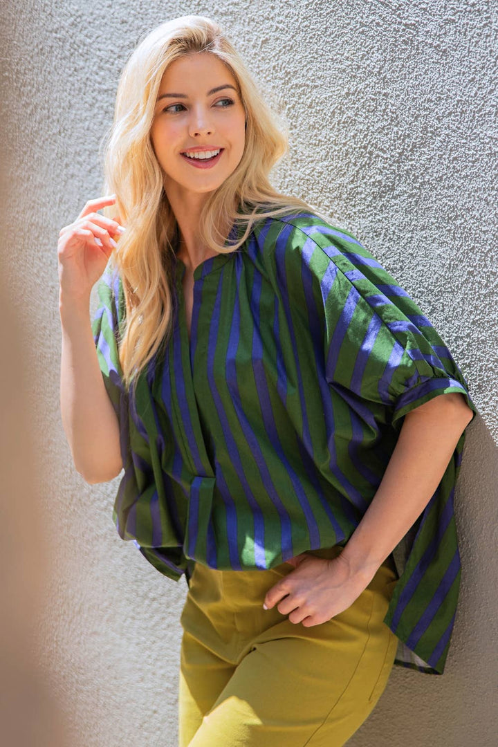 V-Neck Placket Oversized Top