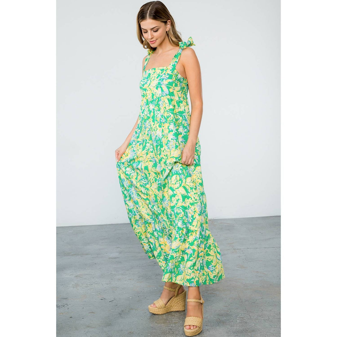 Floral Print Tiered Sleeveless Dress