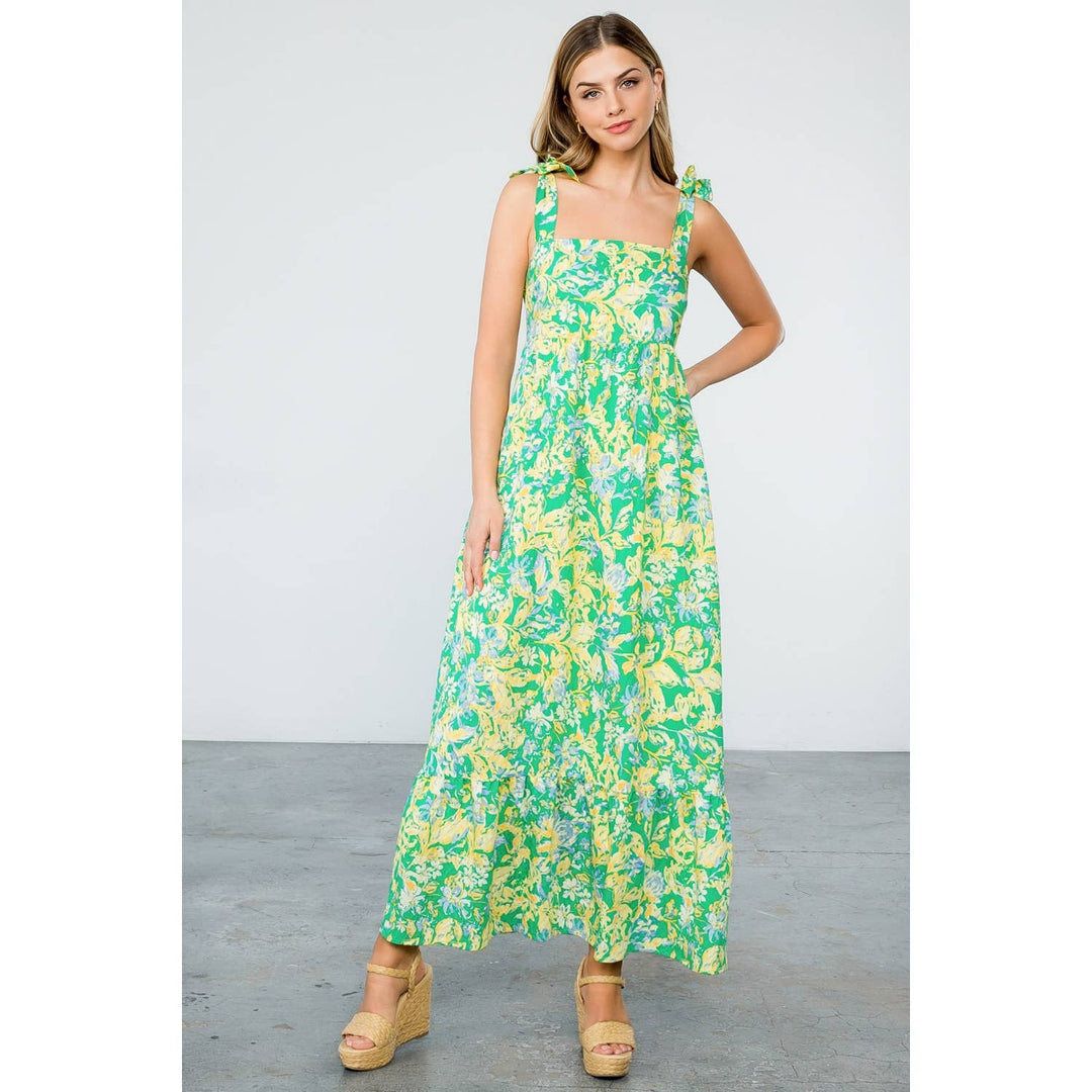 Floral Print Tiered Sleeveless Dress