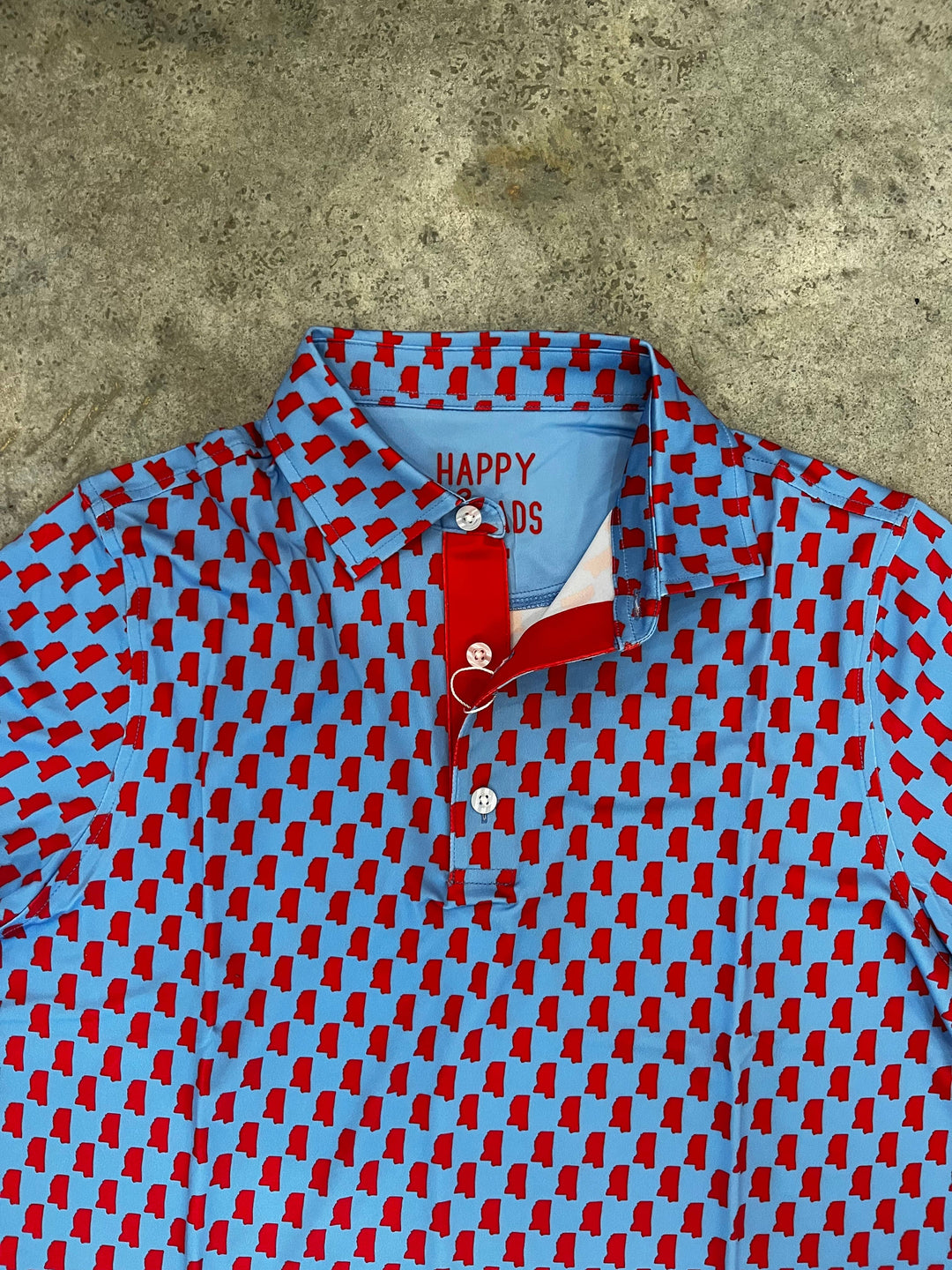 Baby Blue and Red State Polo, Oxford, MS Gameday Attire