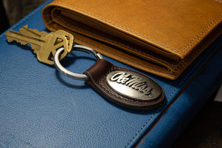 Ole Miss Rebels Oval Leather Key Fob