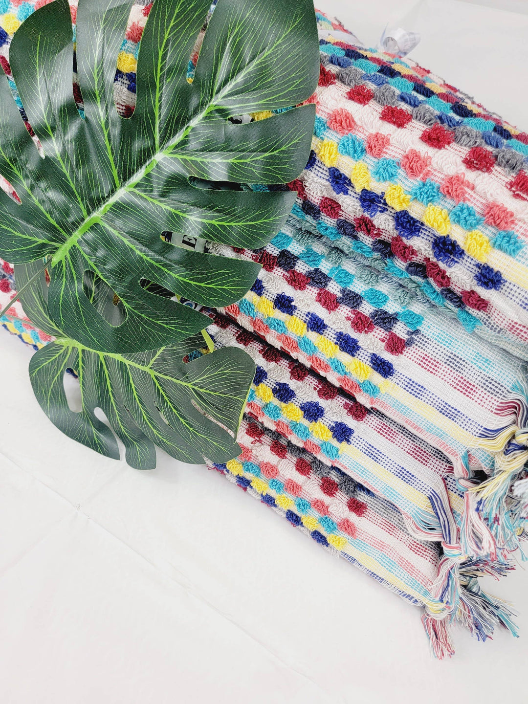 Colorful Organic Turkish Cotton Pom Pom Towel